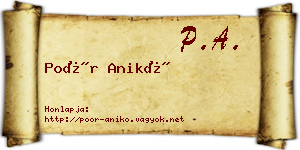 Poór Anikó névjegykártya