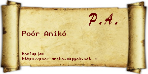 Poór Anikó névjegykártya